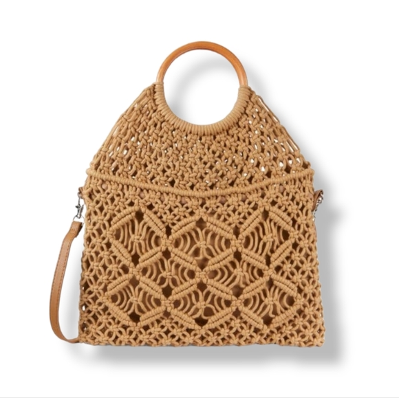 Collection 18 Handbags - ARTISAN Macrame Boho Circle Handle Shoulder Bag